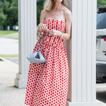 Rahi Midi Dress in Celeste Spot Red - Lukka Boutique