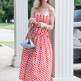 Rahi Midi Dress in Celeste Spot Red - Lukka Boutique