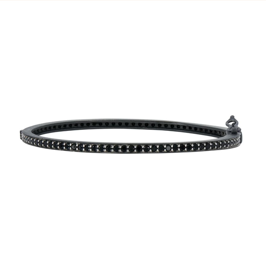 Industrial Finish Ribbed Metro Pave Hinge Bracelet - Lukka Boutique