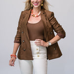Colin Double Breasted Blazer in Sequoia Brown - Lukka Boutique