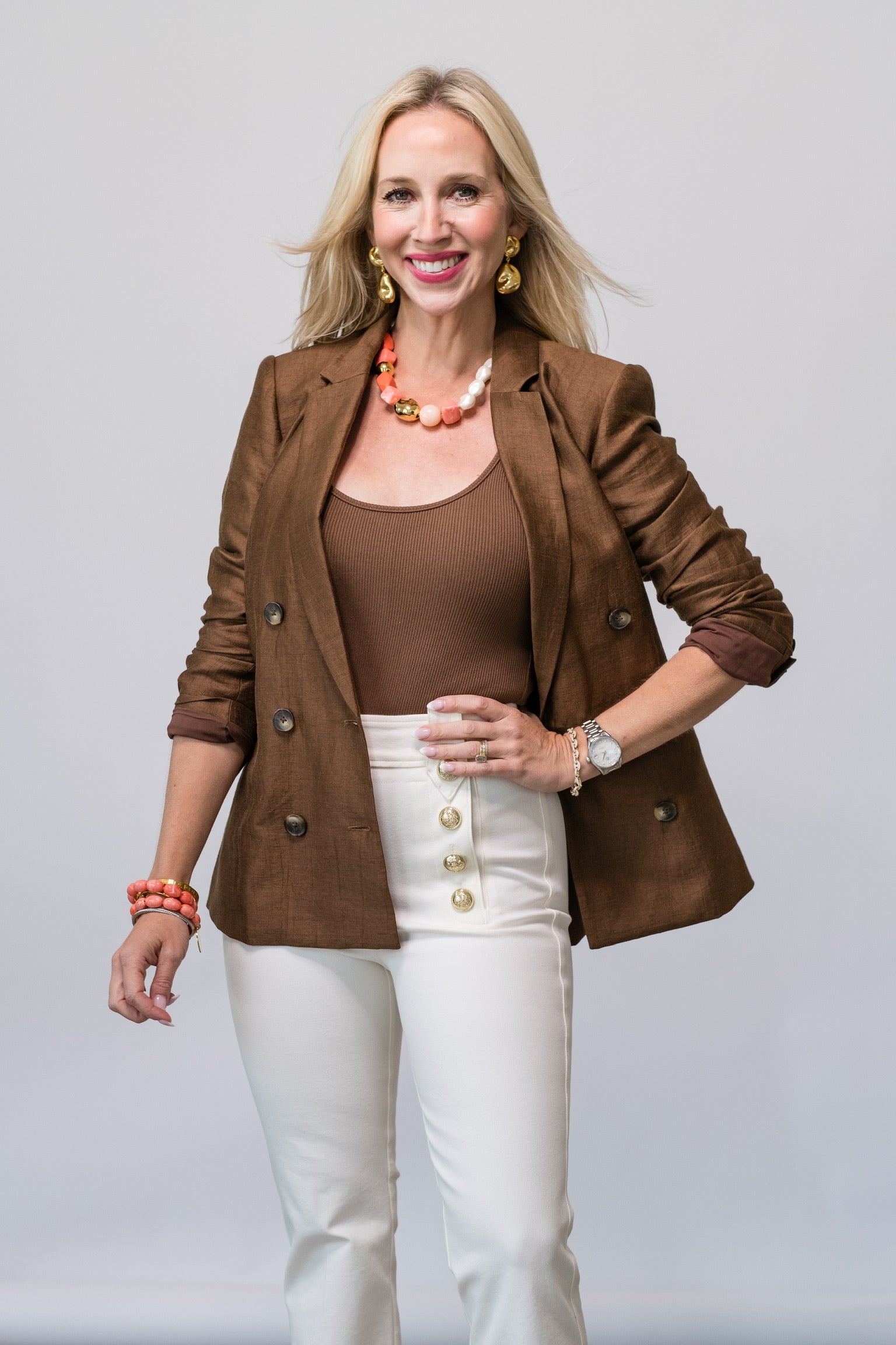 Colin Double Breasted Blazer in Sequoia Brown - Lukka Boutique
