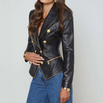 Ottilie Leather Blazer in Black - Lukka Boutique