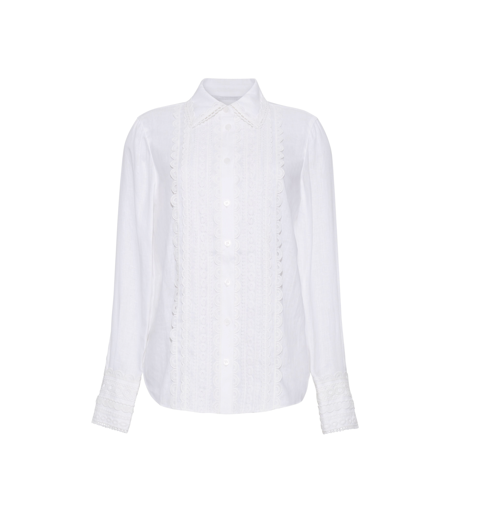 Ideal Shirt in Lace Inserts White - Lukka Boutique