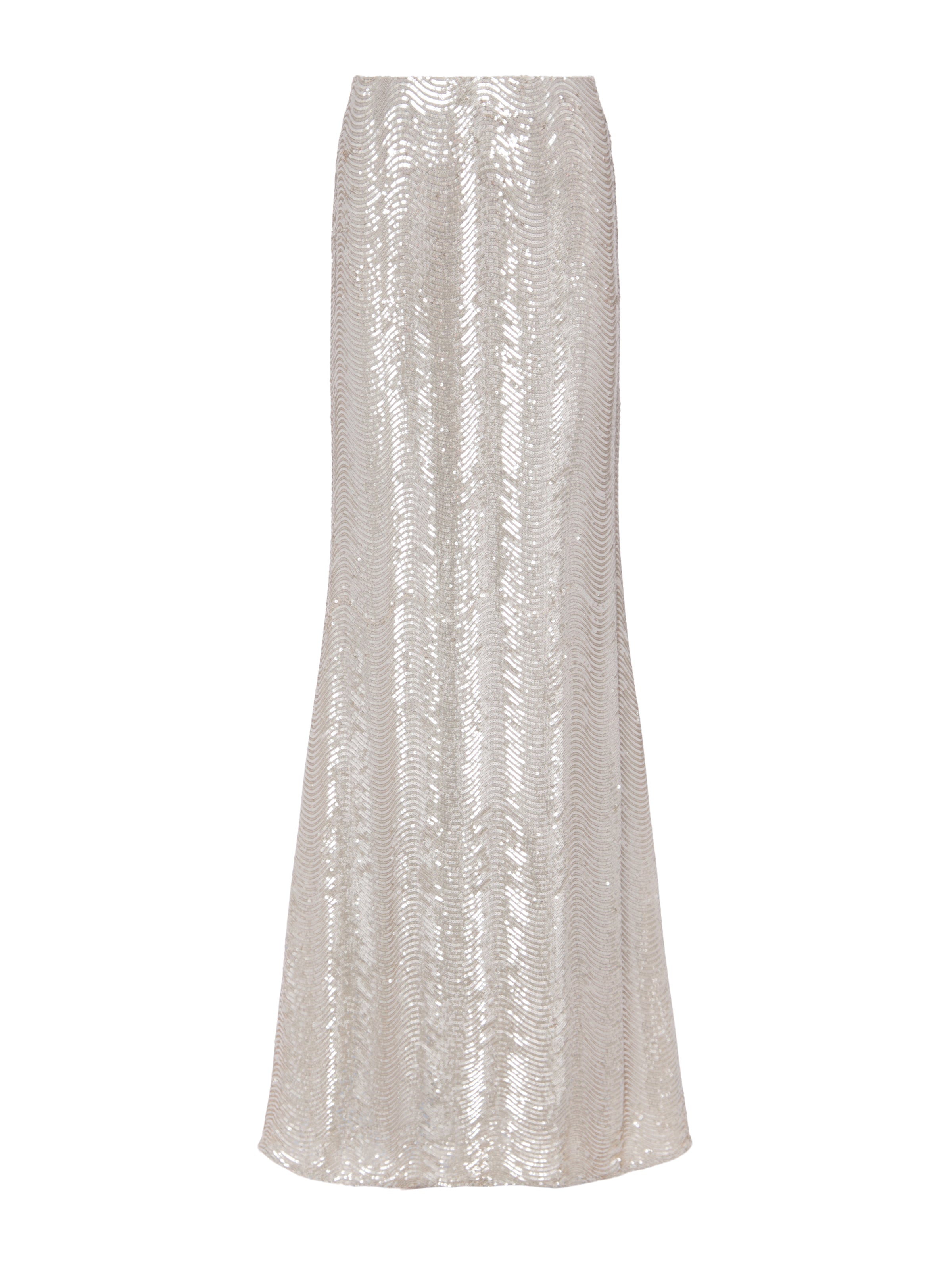 Sequin Zeta Long Skirt in Silver Sequin Swirl - Lukka Boutique