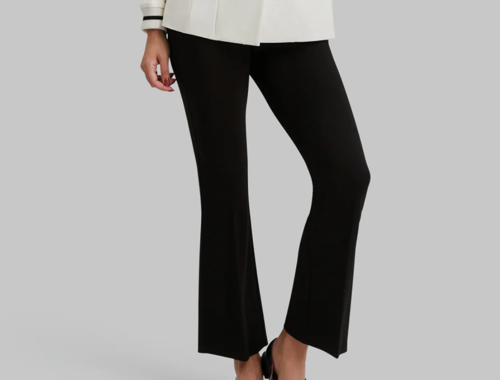 Ella Ankle Crop Flare Pant in Black - Lukka Boutique