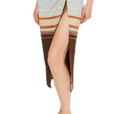 Xana Skirt in Beach Brown Stripe - Lukka Boutique