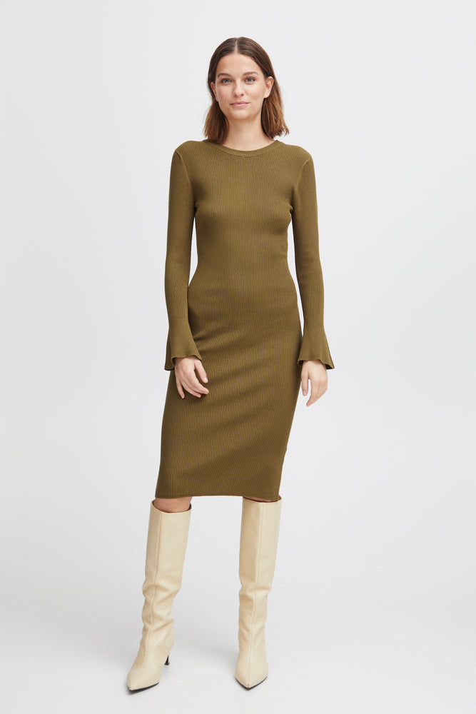 
                  
                    Morla Rib Dress in Military Olive
                  
                