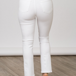 Mira Cropped Bootcut Jean in White with Gold Button - Lukka Boutique