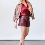 Dionne Faux Leather Short in Black Cherry - Lukka Boutique
