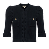 Delilah Crop Textured Cardigan in Black