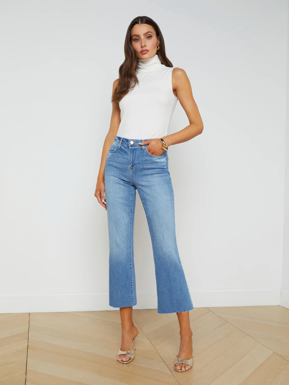 Kendra High Rise Crop Flare in Alamo - Lukka Boutique