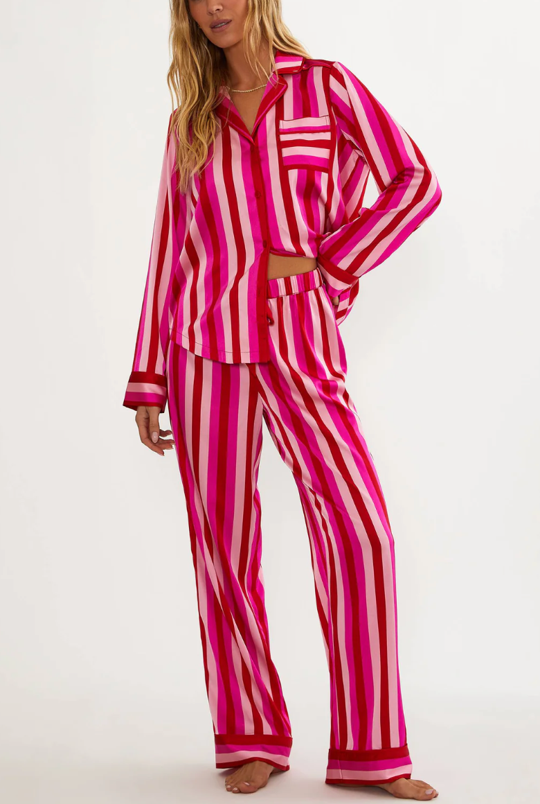 Livy & Connie PJ Set in Pink & Red Stripe - Lukka Boutique