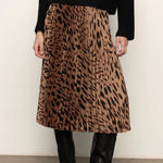 Nostalgia Pleated Midi Skirt in Mocha Leopard - Lukka Boutique