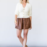 Agathe Fuzzy Collared Cardigan in Ivory