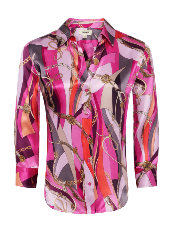 
                  
                    Dani 3/4 Sleeve Blouse in Pink Multi Buckle Swirl
                  
                