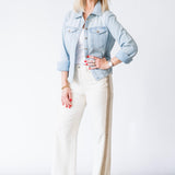 Cadence Shimmer Stripe Pant in Vanilla Creme