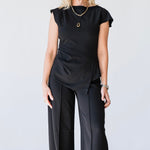 Luelle Crepe Knit Assymetric Top in Black - Lukka Boutique