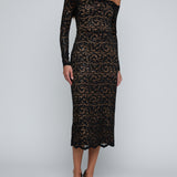Lindsay Off Shoulder Lace Dress in Black - Lukka Boutique