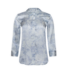 Dani 3/4 Sleeve Blouse in Ivory/Pale Mist Blue Lace Print - Lukka Boutique
