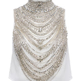 Yun Draped Crystal Tank in Ivory - Lukka Boutique