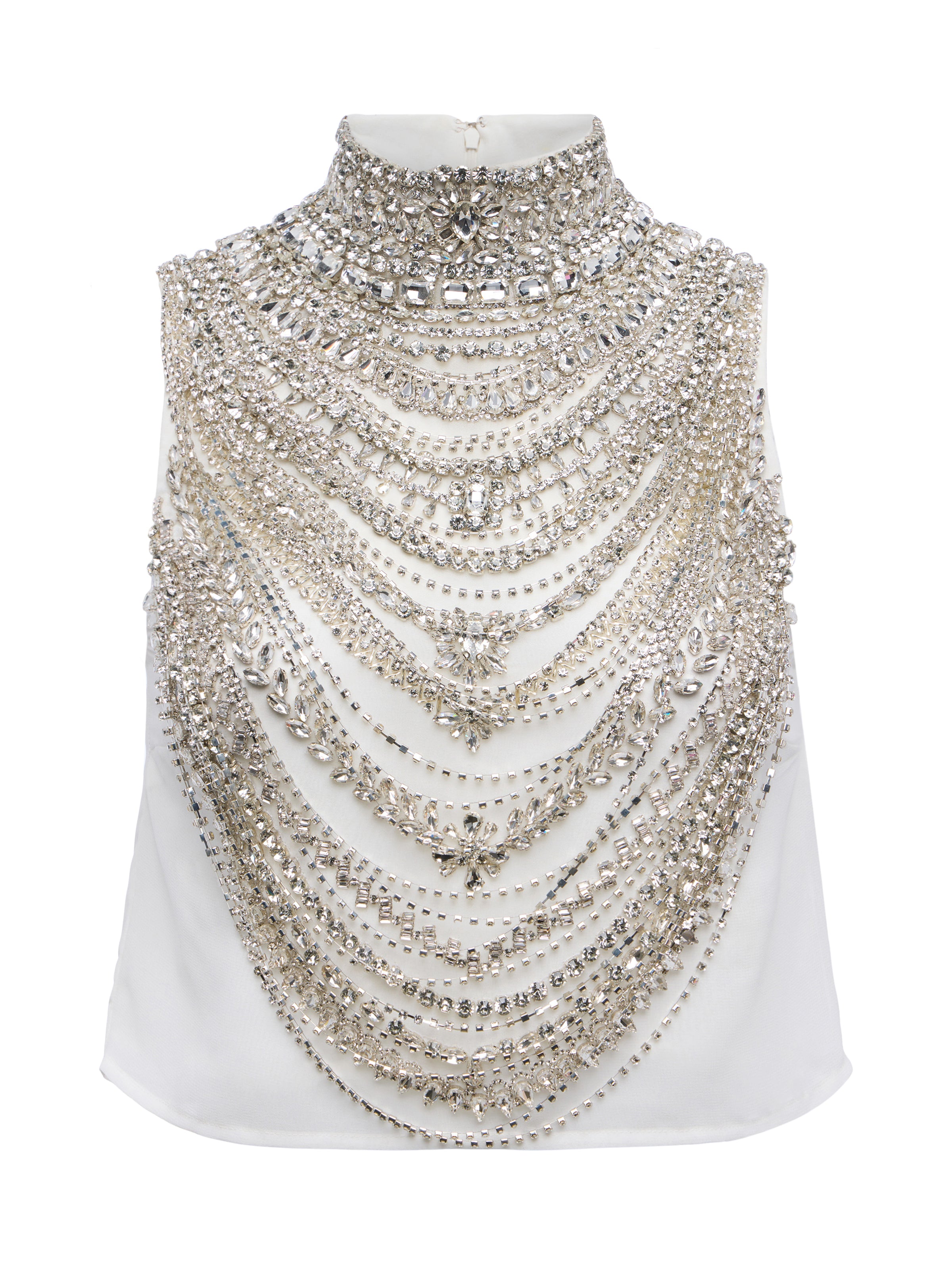 Yun Draped Crystal Tank in Ivory - Lukka Boutique