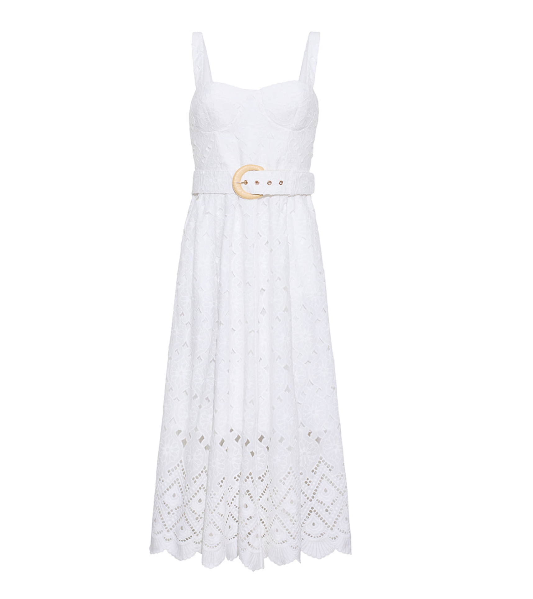 Calypso Dress in Trellis Eyelet White - Lukka Boutique