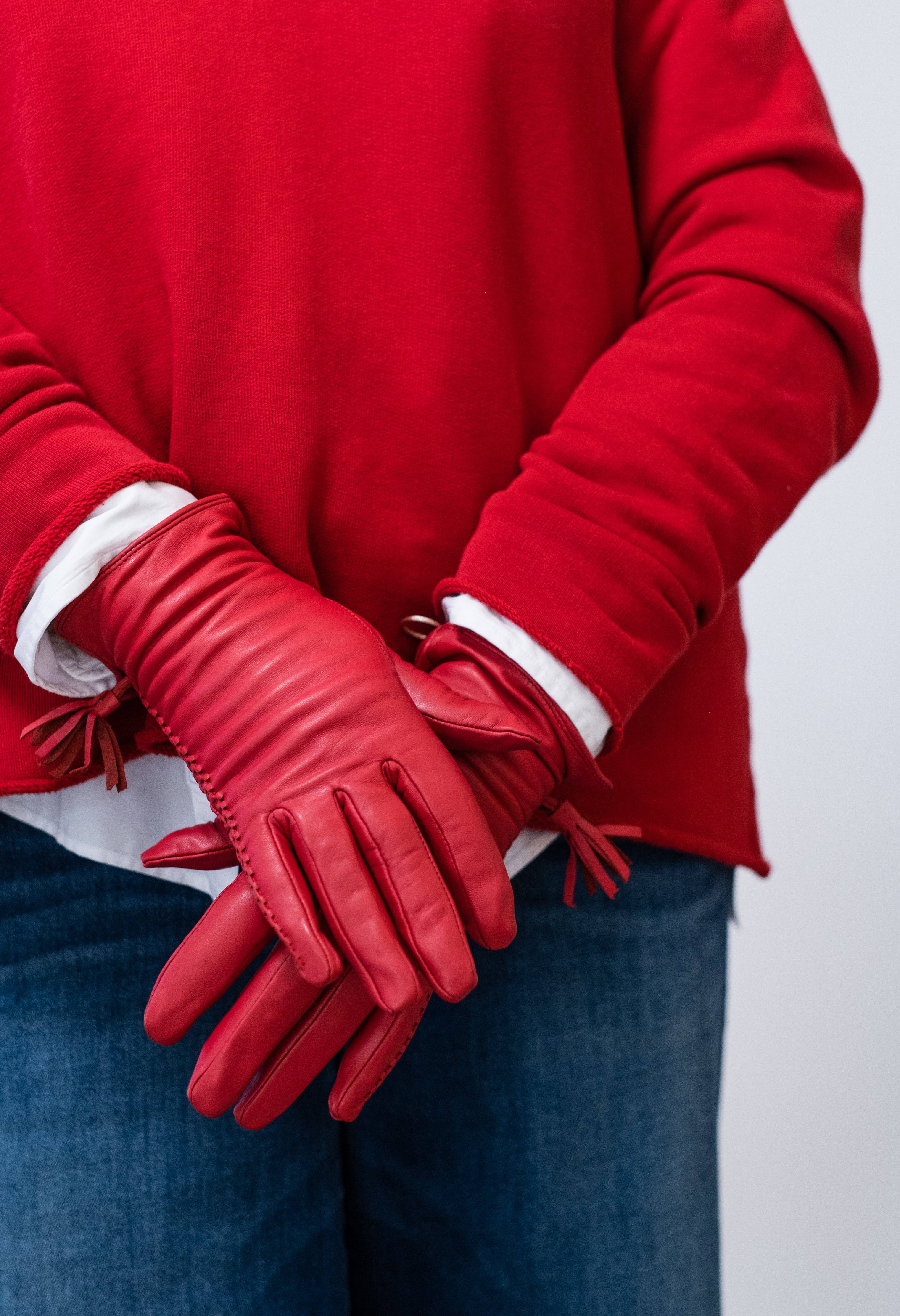 Jenske Leather Gloves in Red Berry - Lukka Boutique