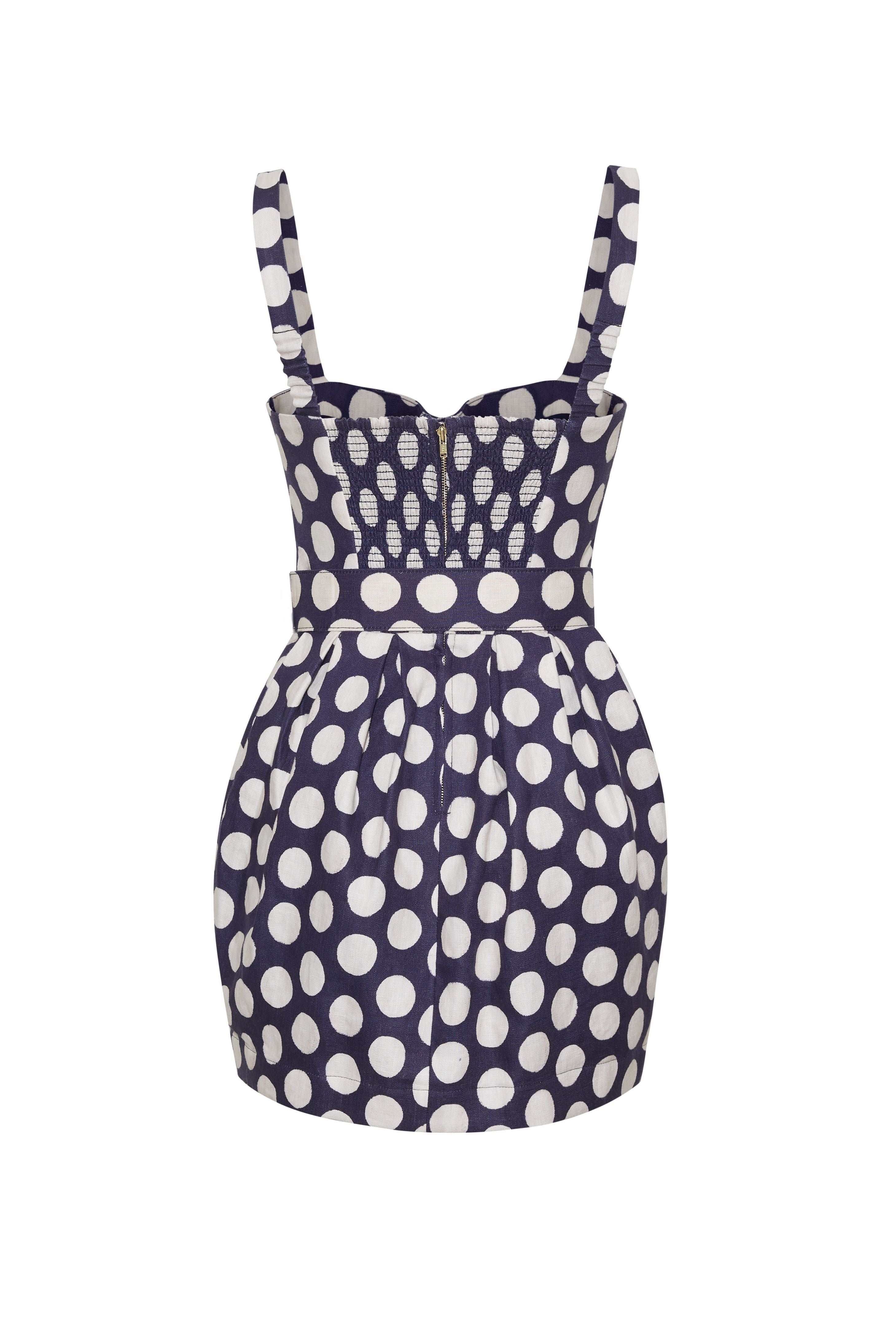 Etna Dress in Celeste Dot Navy - Lukka Boutique