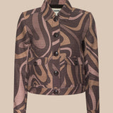 Nyx Crop Jacket in Abstract Swirl