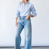 The Striped Long Sleeve Pullover Top in Venice Blue Multi