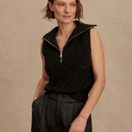 Hally Half Zip Rib Vest in Black Fleck - Lukka Boutique