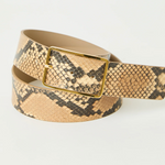 Milla Python Leather Belt in Camel Gold - Lukka Boutique