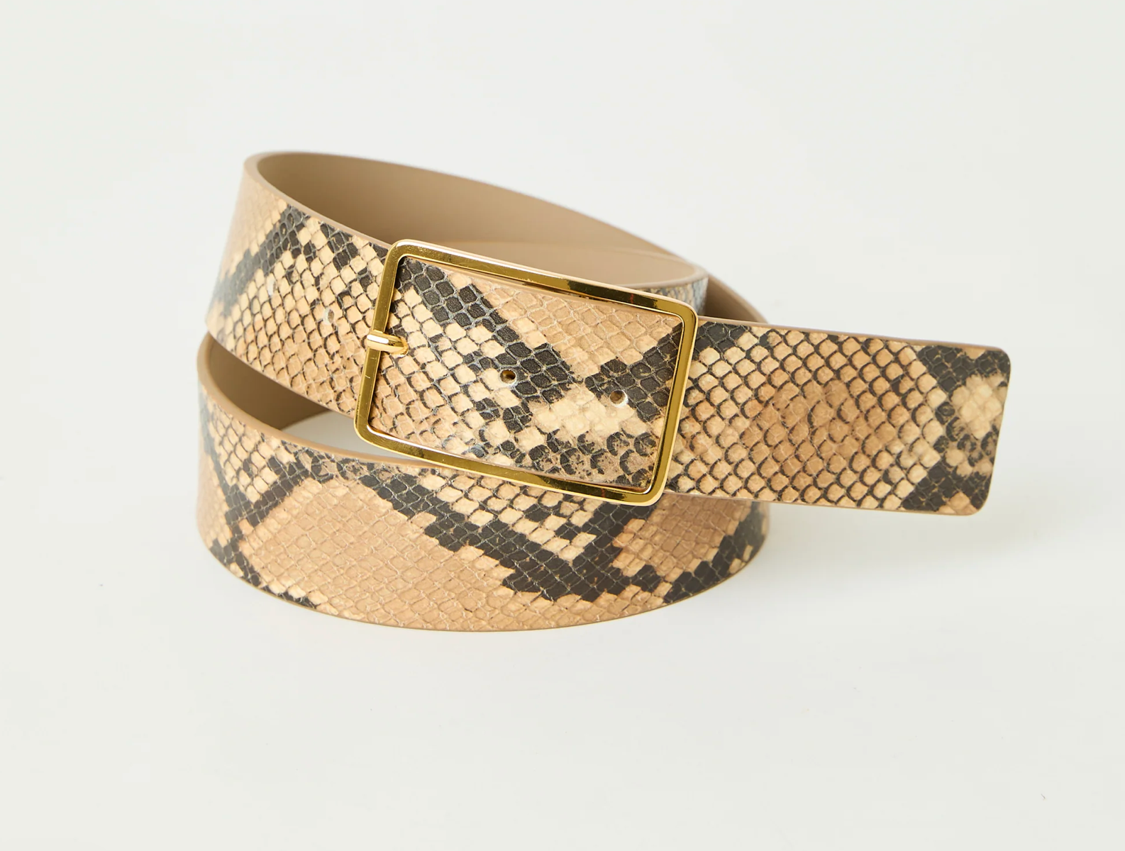 Milla Python Leather Belt in Camel Gold - Lukka Boutique