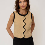 Rose Scalloped Edge Tank in tan - Lukka Boutique