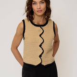 Rose Scalloped Edge Tank in tan - Lukka Boutique