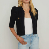 Delilah Crop Textured Cardigan in Black