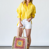 Sarah Cotton Poplin Long Sleeve Top in Lemon Drop