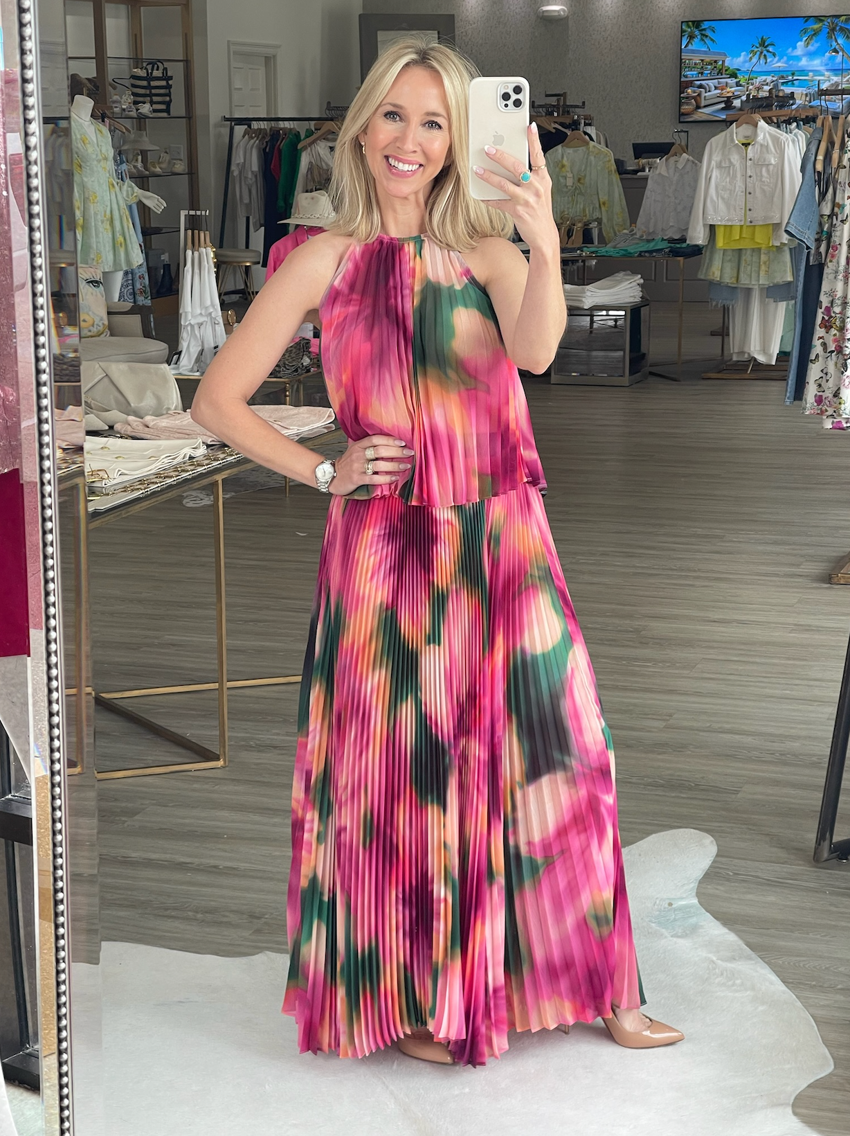 Ilona Skirt in Blurred Hibiscus - Lukka Boutique