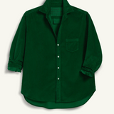 Relaxed Button-Up Shirt in Kelly Green Corduroy