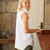 Finley Sleeveless Shirt in White - Lukka Boutique