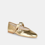 Relan Ballet Flat in Gold Distressed Leather - Lukka Boutique
