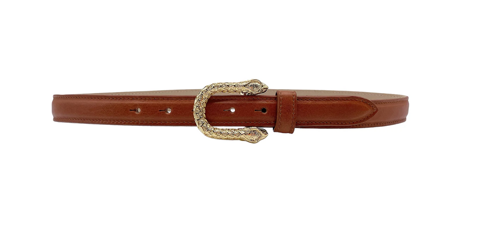 Snake Leather Belt in Tan