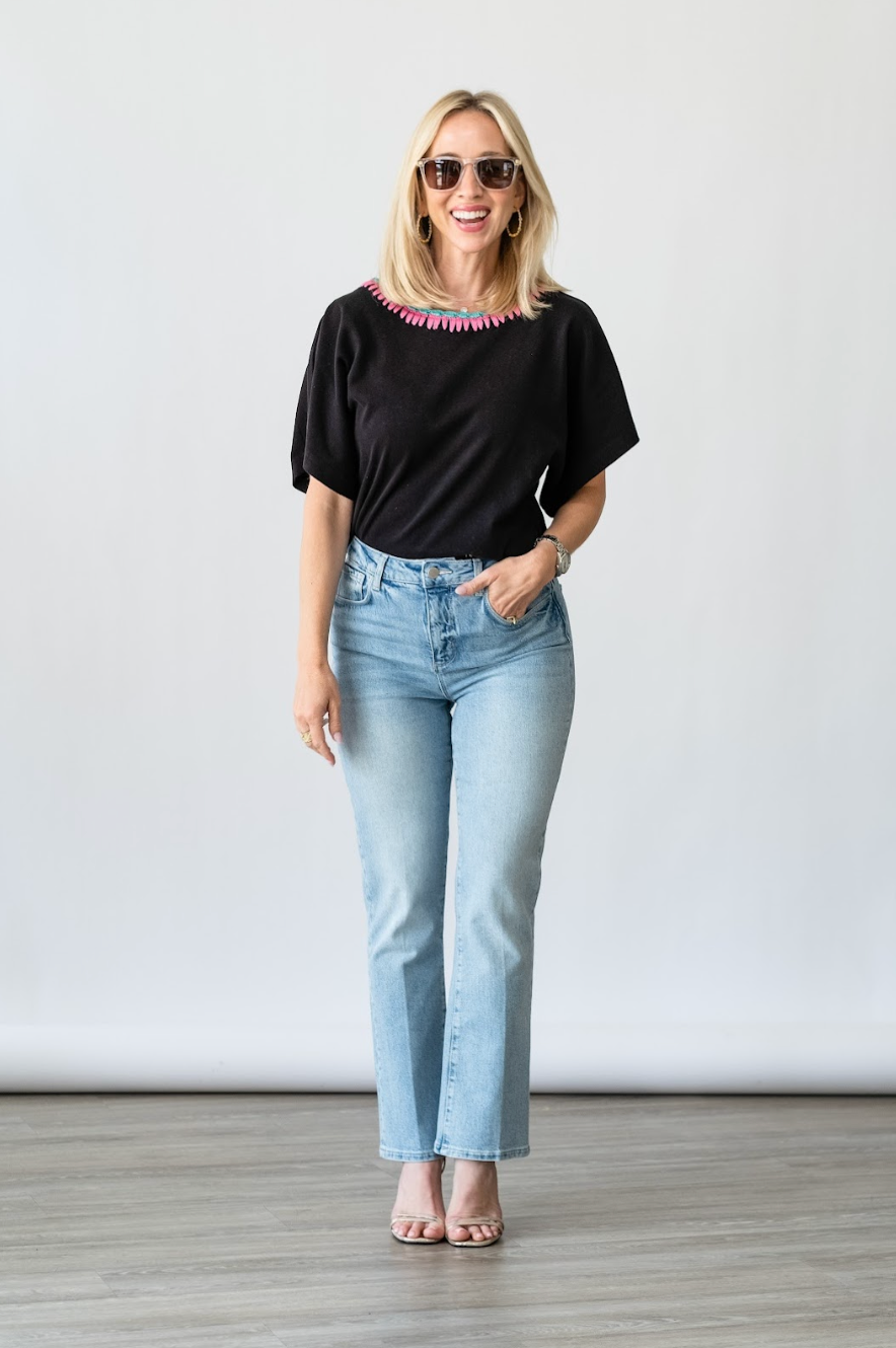 Embroidered T-Shirt in Black