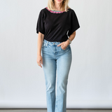 Embroidered T-Shirt in Black