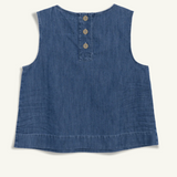 Shell Tank in Distressed Indigo Washed Denim