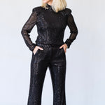 Amber Beaded Mesh Mock Neck Top in Black - Lukka Boutique