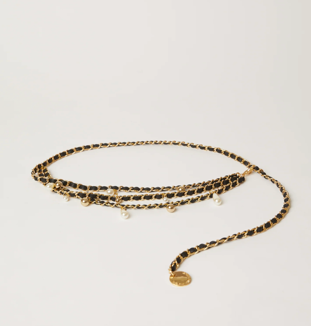 Madelyn Chain Belt in Black Gold - Lukka Boutique