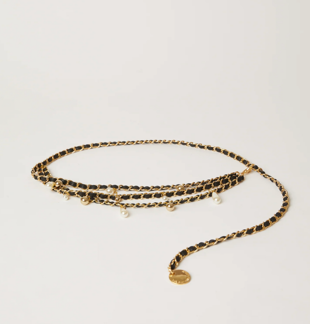 Madelyn Chain Belt in Black Gold