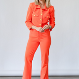 Kumi Cropped Fitted Jacket in Electric Coral