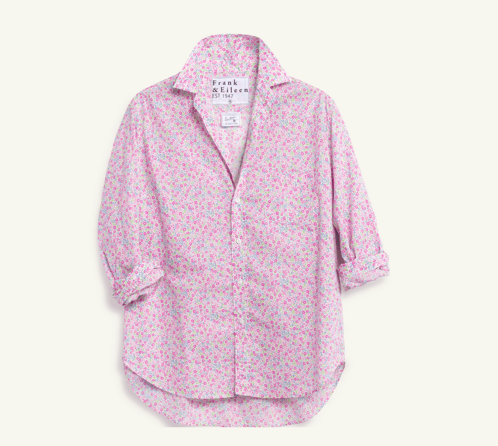 Tailored Button Up Shirt in Pink Flowers